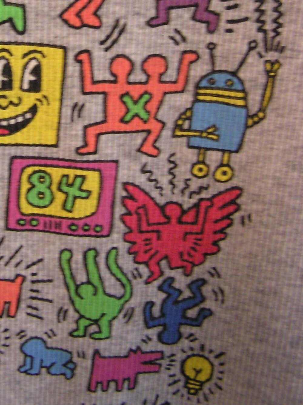 Keith Haring Multi Dancing Figure Grey Ribbed Tank Top - Picture 6 of 10